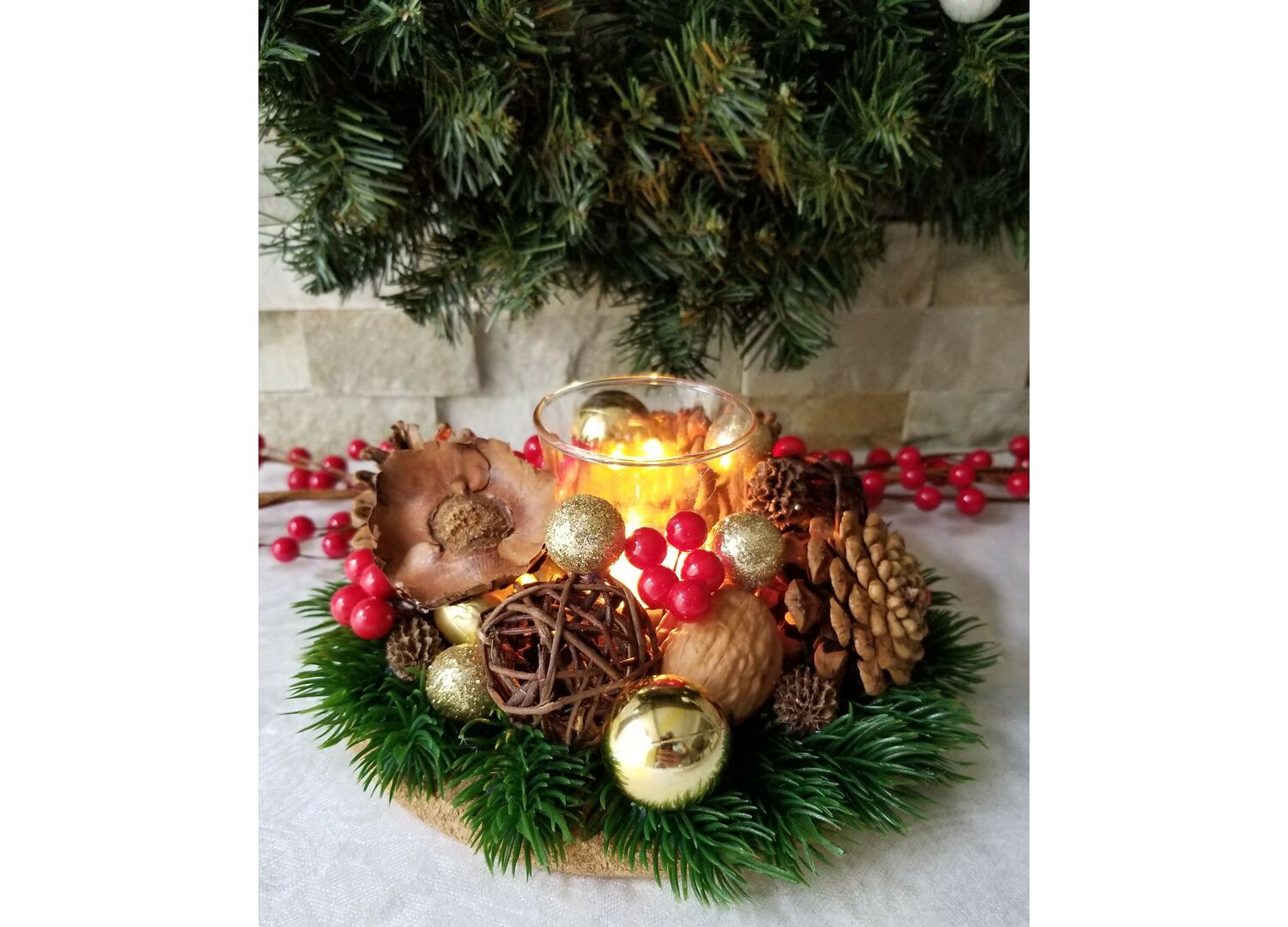 Christmas candle holder "Gold Winter"